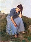 Young Canvas Paintings - Young Woman in a Field